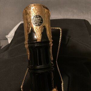 VTG 1960's Savoy China-24K Weeping Gold & Ebony Art Pottery-8" H Bamboo Vase-EUC